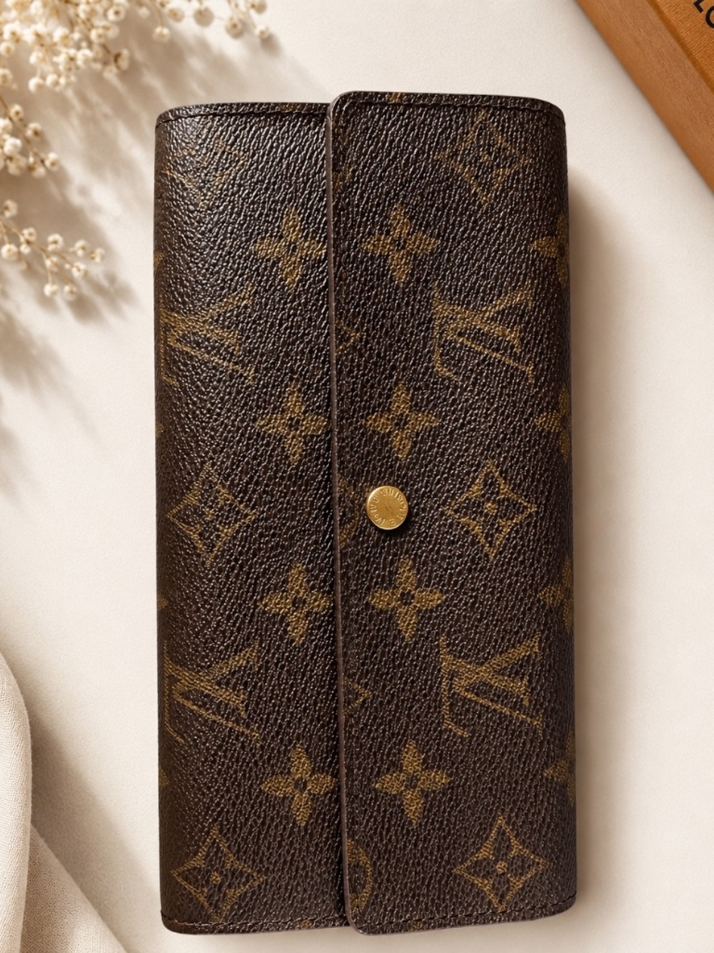 Louis Vuitton Monogram Long Wallet 1990s Vintage Brown Canvas Authentic